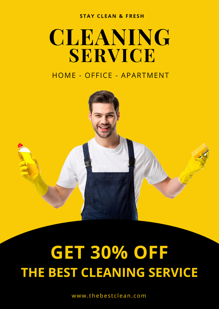 Cleaning Service Advertisement Poster Tasarım Şablonu