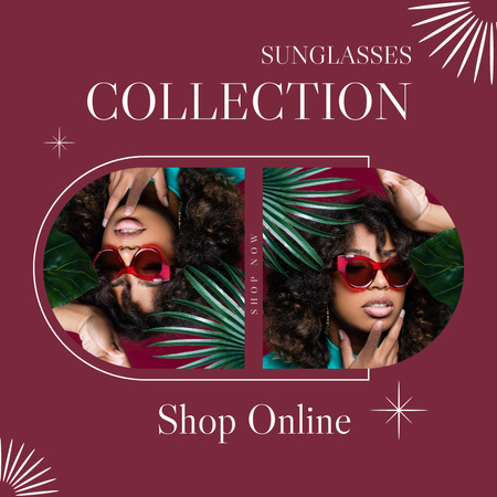 Объявление о распродаже: красные солнцезащитные очки из новой коллекции Instagram – шаблон для дизайна