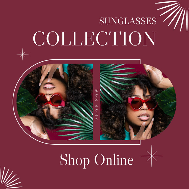 Ontwerpsjabloon van Instagram van Sale Announcement New Collection Sunglasses In Red
