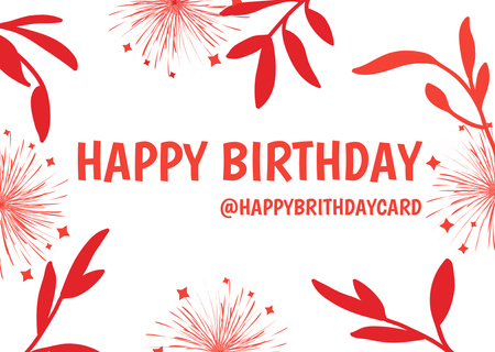 Happy Birthday Greeting With Floral Ornament Card Design Template