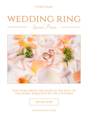 Platilla de diseño Jewelry Offer with Wedding Rings on Rose Petals Poster US