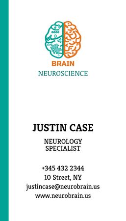 Contact Information for Neurology Specialist Business Card US Vertical Design Template