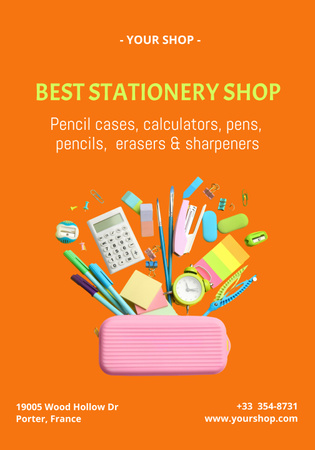 Best Stationery Shop Ad Poster 28x40in Design Template