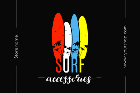 Nabídka příslušenství pro surfování v černé barvě Postcard 4x6in Šablona návrhu