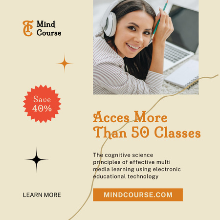 Offer Discounts on Mind Courses Instagram Design Template