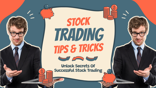 Tips and Tricks for Successful Stock Trading with Young Man in Glasses Youtube Thumbnail Šablona návrhu
