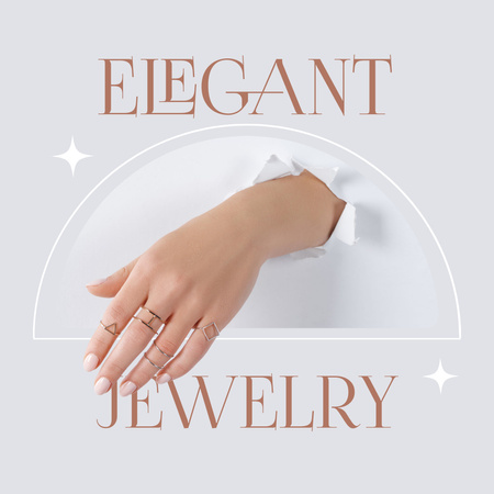 Jewelry Collection Announcement with Stylish Rings Instagram Tasarım Şablonu