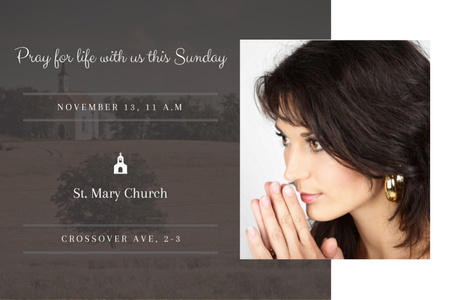 Template di design Church Invitation with praying Woman Gift Certificate