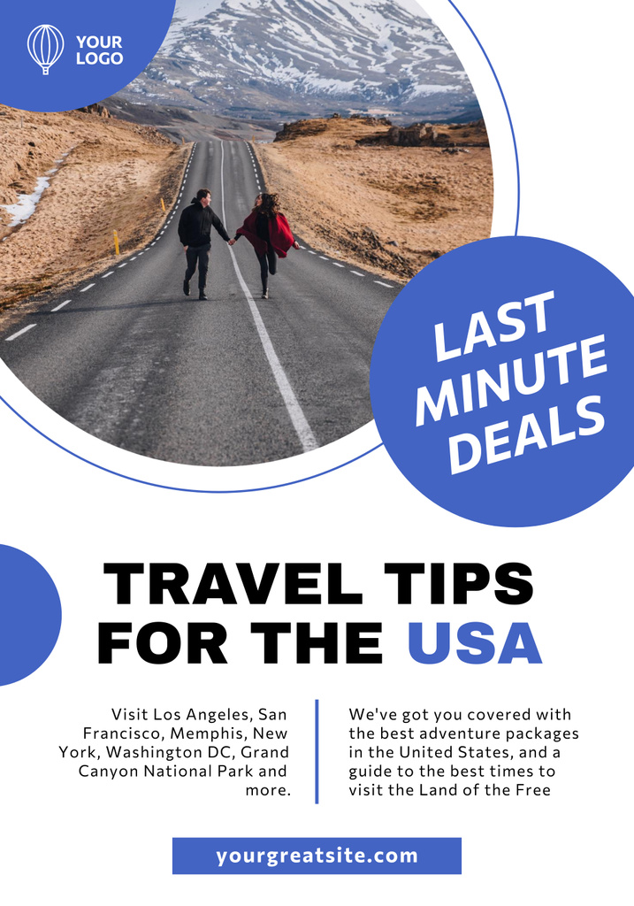 Couple Tourists Traveling in USA Poster 28x40in Design Template