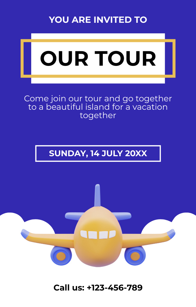 Tour and Flight Offer Invitation 4.6x7.2in Design Template