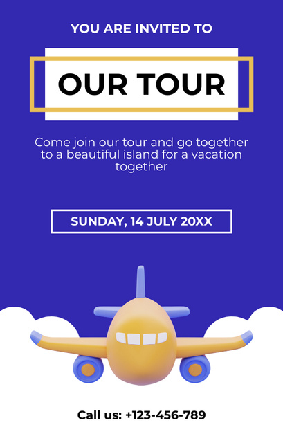 Tour and Flight Offer Invitation 4.6x7.2in Πρότυπο σχεδίασης