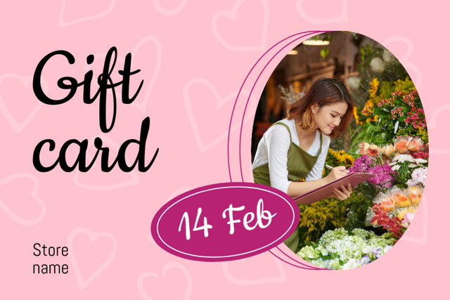 Floral Shop Services on Valentine's Day Gift Certificate Design Template