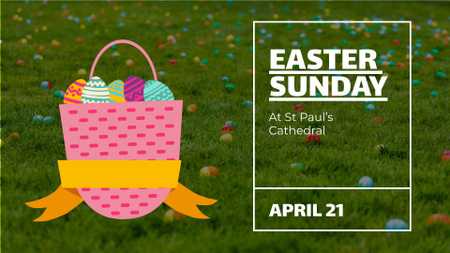 Easter Invitation Basket with Colored Eggs Full HD video tervezősablon