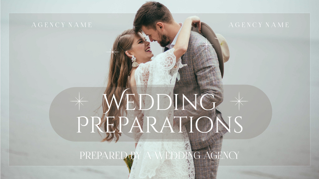 Wedding Preparations with Happy Couple Embracing Youtube Thumbnail – шаблон для дизайна