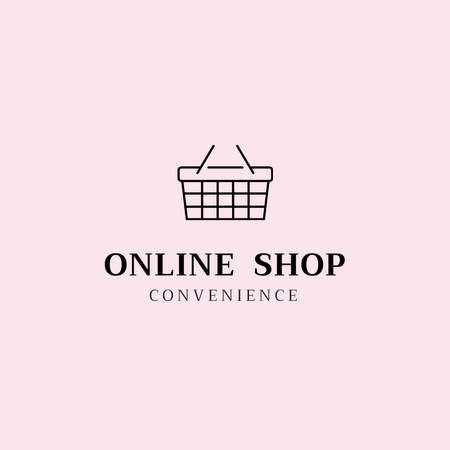 Online Shopping Ad with Basket Logo 1080x1080pxデザインテンプレート