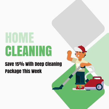 Υπηρεσία βαθύ καθαρισμού σπιτιού με έκπτωση Animated Post Πρότυπο σχεδίασης
