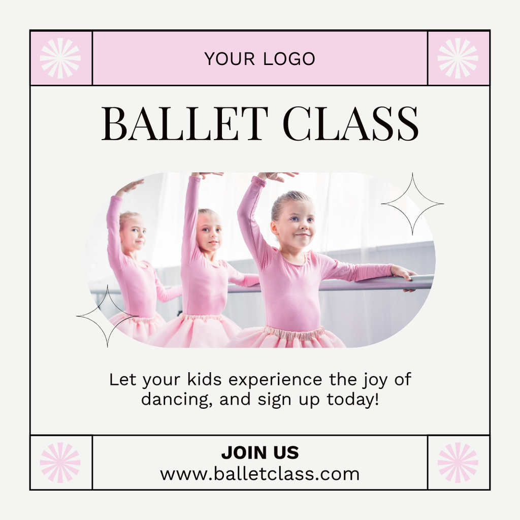Little Cute Girls on Ballet Class Instagram – шаблон для дизайна