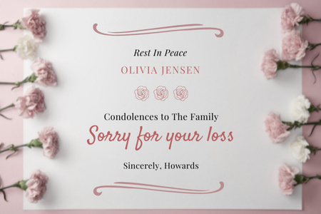 Sorry for Your Loss Message Postcard 4x6in Design Template