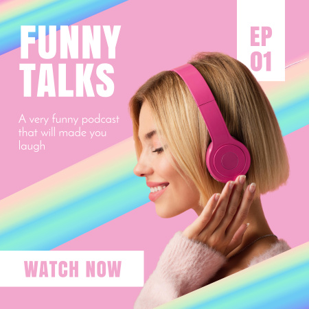 Vígjáték rádióműsor-epizód, mosolygás Podcast Cover tervezősablon