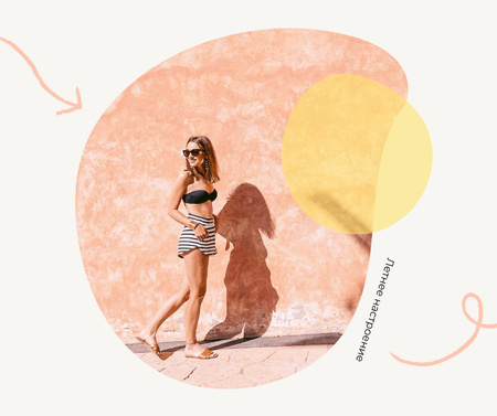 стильная девушка в летней одежде Facebook – шаблон для дизайна