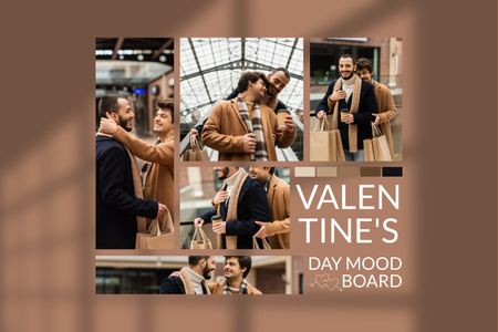Modèle de visuel Collage for Valentine's Day with Gay Couple in Love - Mood Board