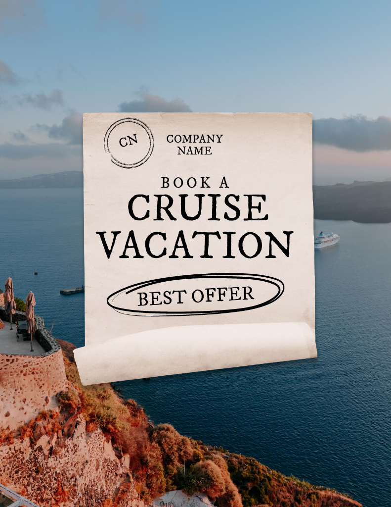 Exciting Cruise Trips Offer With Sea In Twilight View Flyer 8.5x11in – шаблон для дизайну