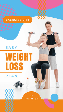 Weight Loss Program Ad with Coach and Exercising Woman Instagram Story Design Template
