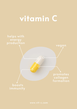 Pill of Vitamin C for Better Health Poster Πρότυπο σχεδίασης