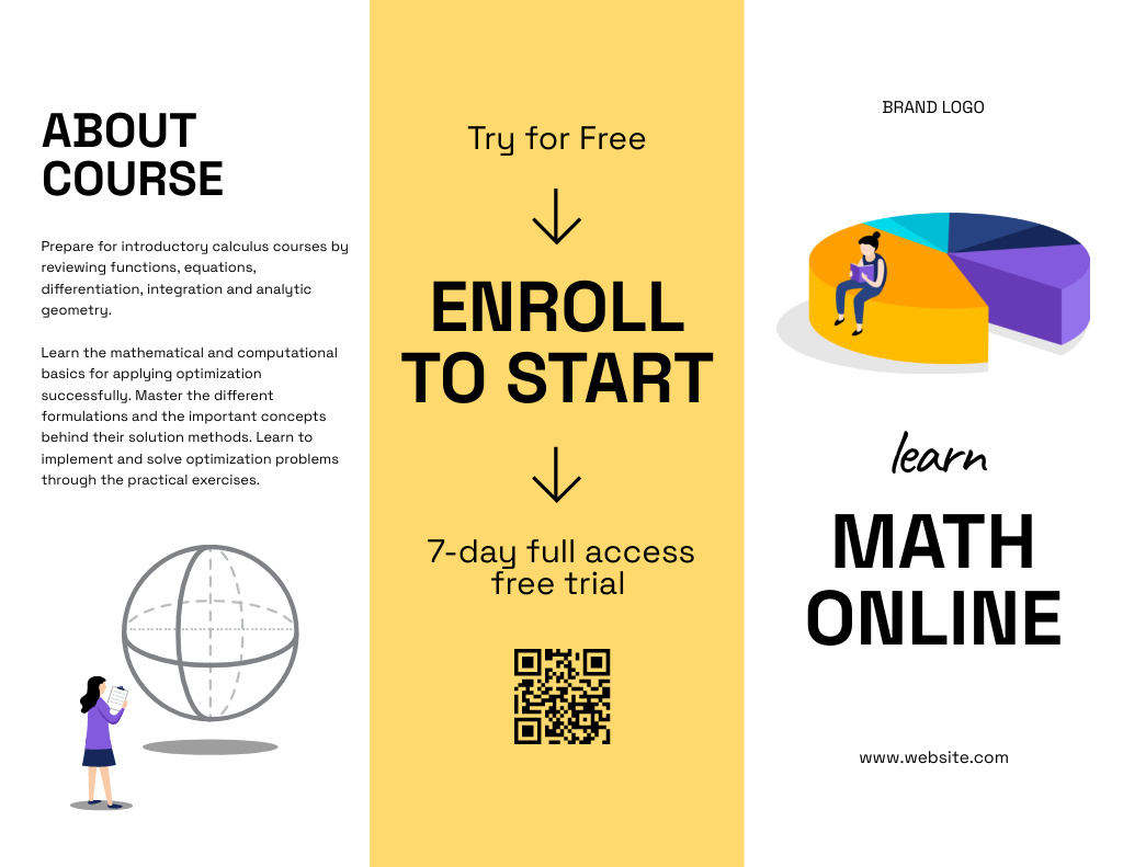 Free Math Online Courses Offer Brochure 8.5x11in Tasarım Şablonu