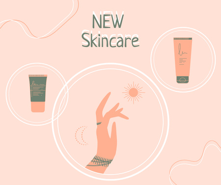 New Skincare Products Ad with Creams Facebook Design Template