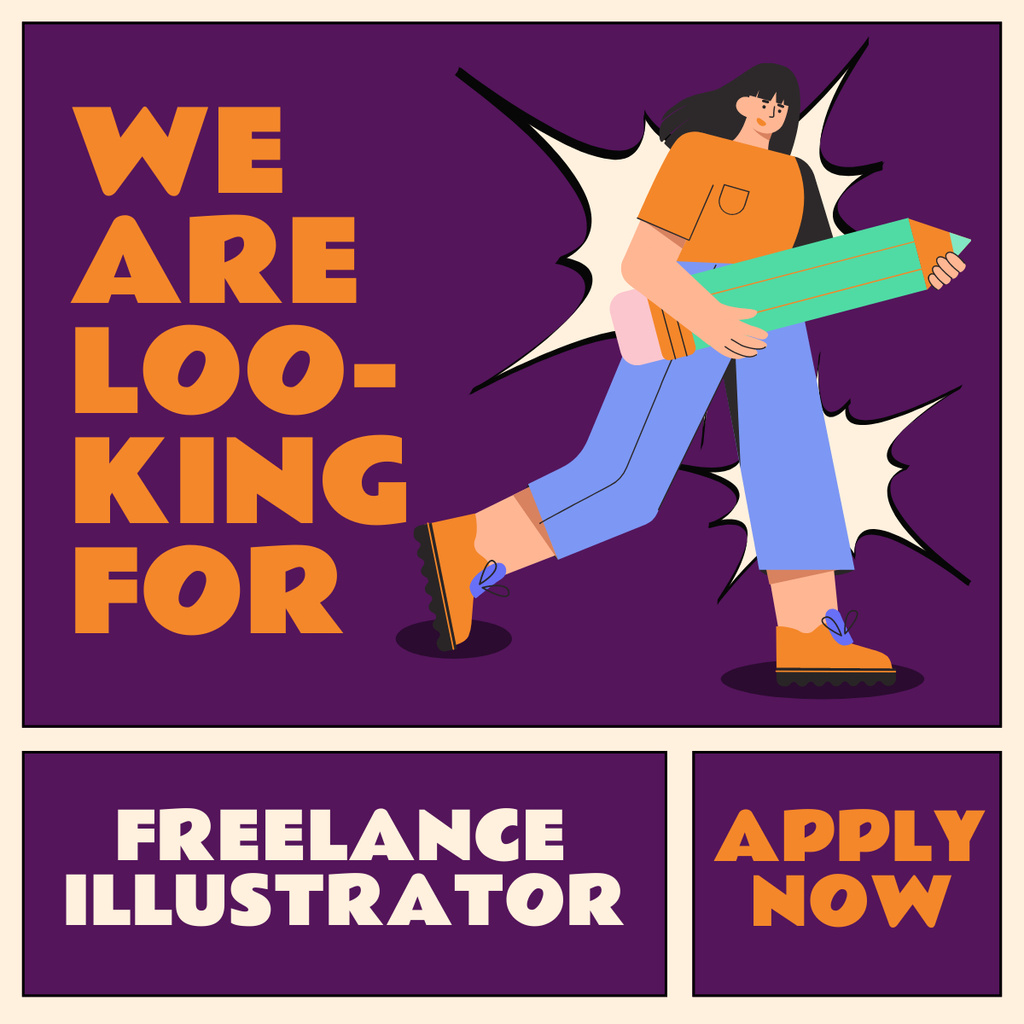 Freelance Illustrator Is Needed LinkedIn postデザインテンプレート