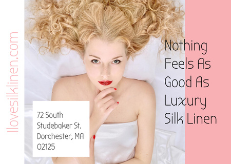 Luxury Silk Linen with Tender Woman Postcard Design Template
