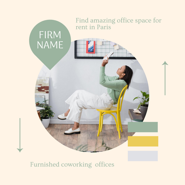 Designvorlage Find Coworking Offices with our Agency für Instagram AD
