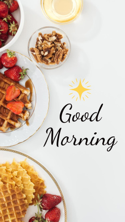 Designvorlage süßes frühstück mit waffeln für Instagram Story