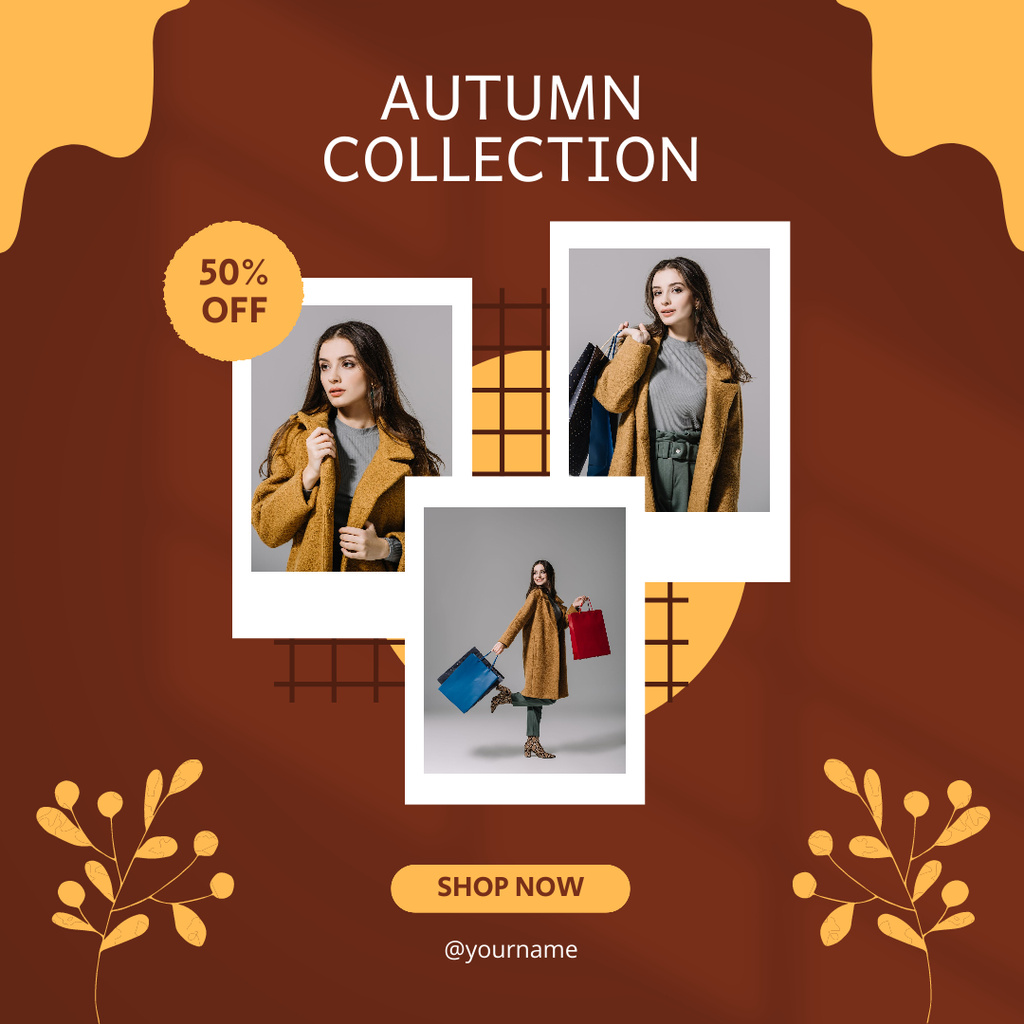 Modern Autumn Apparel Collection At Half Price Instagram Design Template