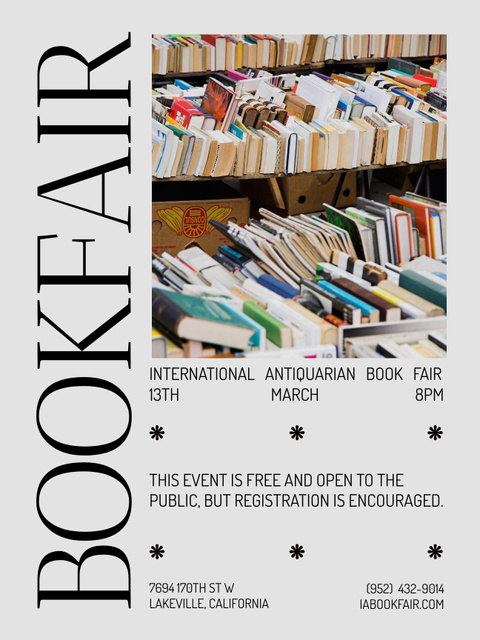 Colorful Book Fair Announcement Reminder Poster US tervezősablon