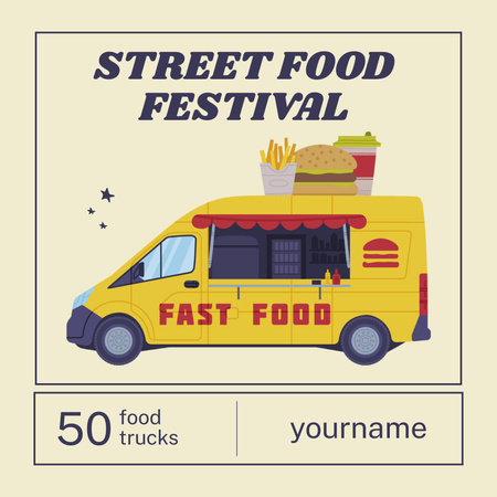 Szablon projektu Reklama Street Food Festival z Burgerem i Frytkami Instagram