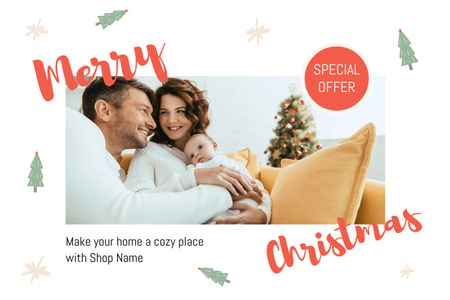 Szablon projektu Christmas Sale in July with Happy Family Postcard 4x6in