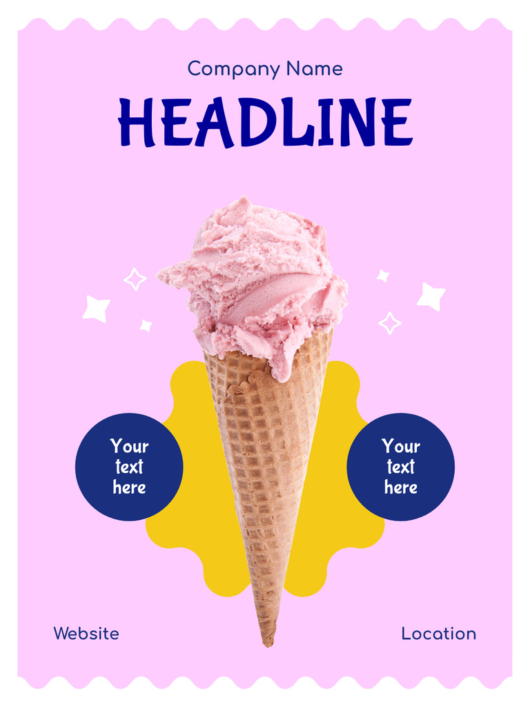 Ad of Ice Cream Shop with Offer of Discount Poster US Šablona návrhu
