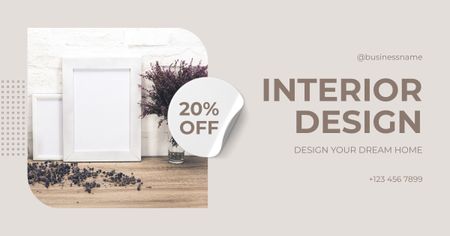 Discount Offer on Modern Interior Design Facebook AD Design Template