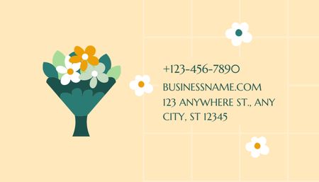 Florist Proposal with Bouquet of Flowers Business Card US Design Template