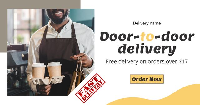 Door to Door Food Delivery With Promo Facebook AD Šablona návrhu