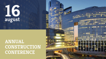 Construction Conference with Modern Buildings FB event cover Design Template