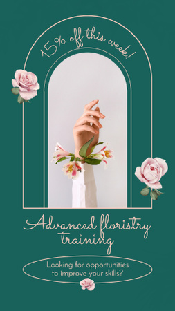 Template di design Floristry Training For Advanced Level With Roses Instagram Video Story
