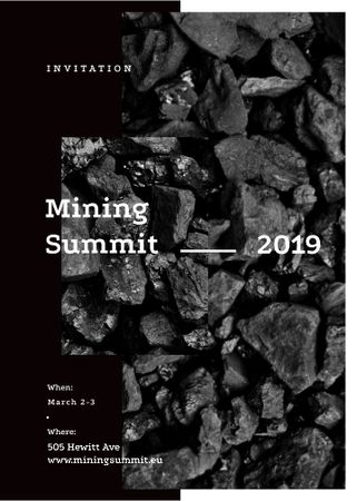 Black coal pieces for Mining summit Invitation Šablona návrhu