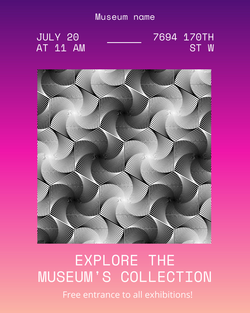 Museum Exhibition Announcement with Beautiful Pattern Poster 16x20in – шаблон для дизайну