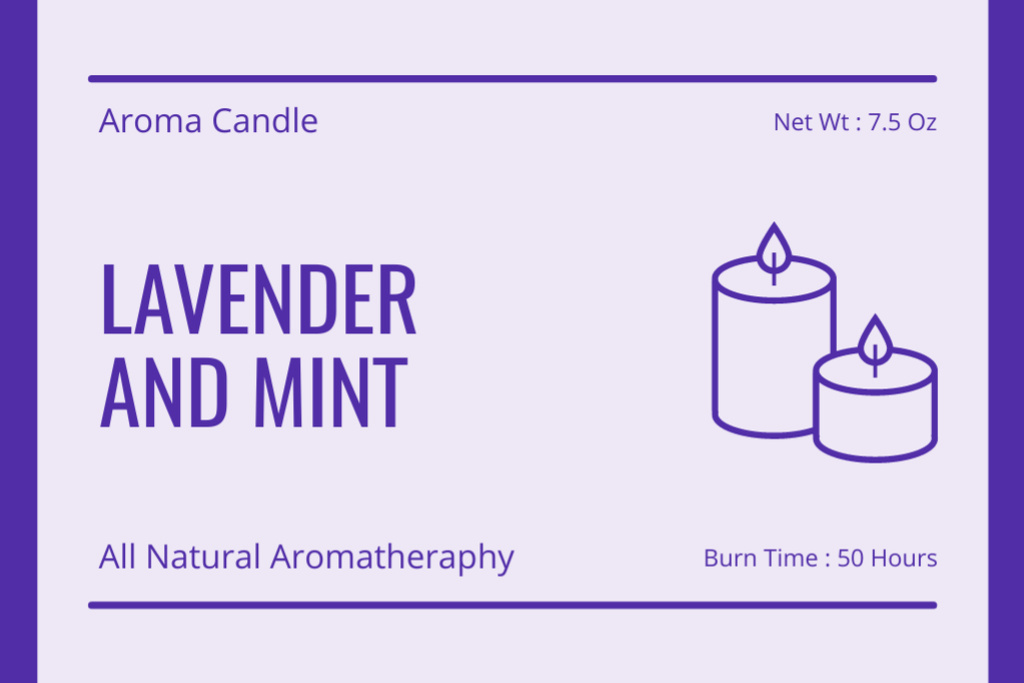 Plantilla de diseño de Natural Candles With Lavender And Mint Scent Label 