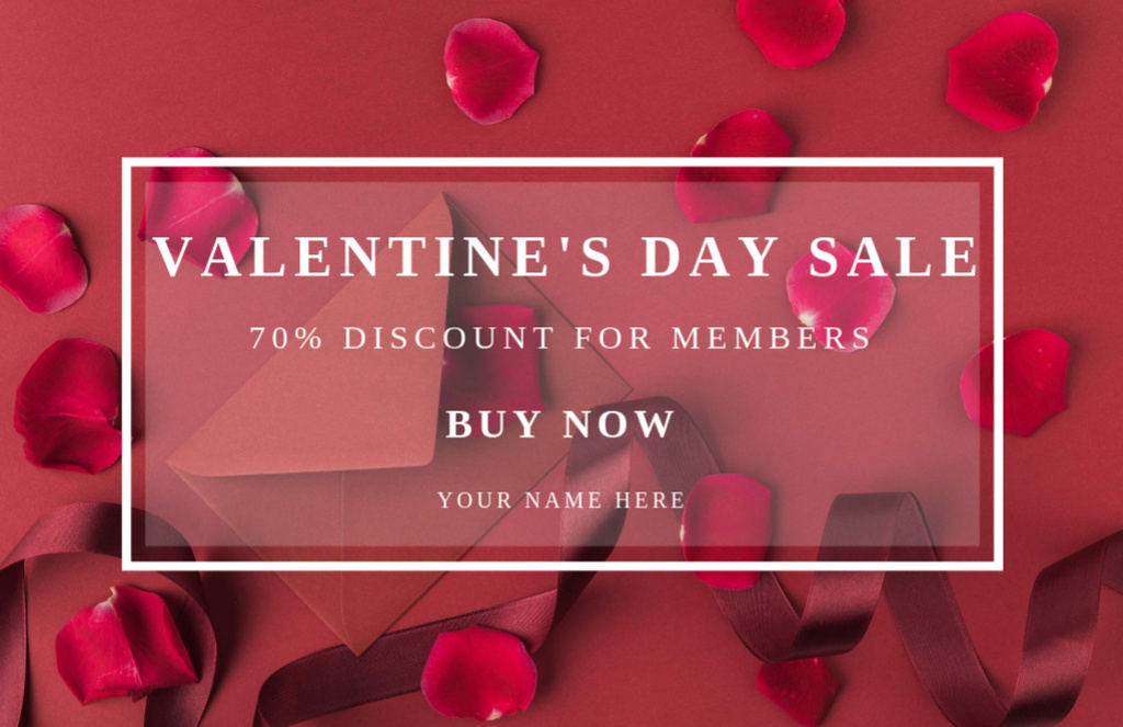 Template di design Valentine's Day Discount Announcement for Club Members Thank You Card 5.5x8.5in