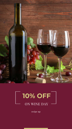 Red Wine Bottle and Filled Glasses Instagram Story Design Template