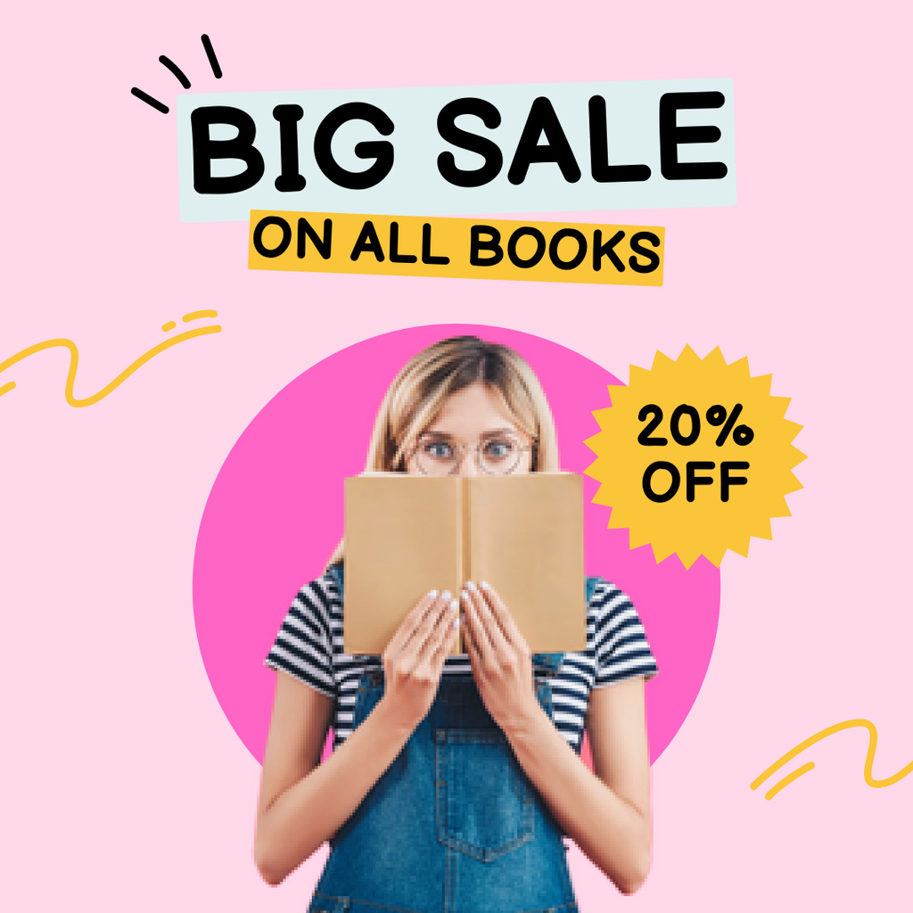 Designvorlage  Sale Offer with Discount on All Books für Instagram